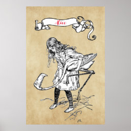 Alice spelen croquet met een flamingo poster
