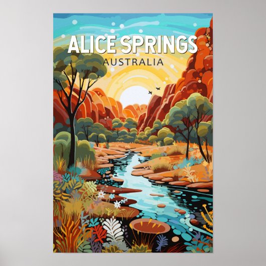 Alice Springs Australië Reizen Kunst Vintage Poster (Voorkant)