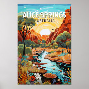 Alice Springs Australië Travel Art Vintage Poster