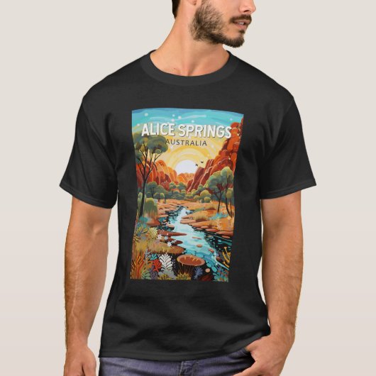 Alice Springs Australië Travel Art Vintage T-shirt (Voorkant)