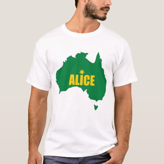 Alice Springs Green en Gold Map T-Shirt (Voorkant)