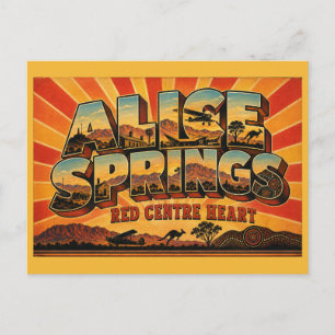 Alice Springs Red Centre Hart Vintage Kunst Briefkaart
