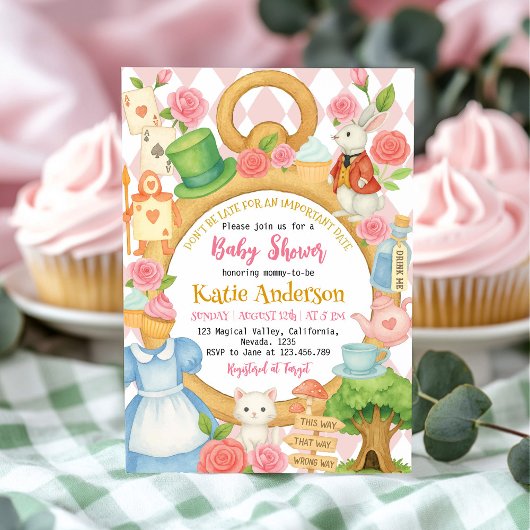 Alice Tea Party Baby shower Uitnodiging