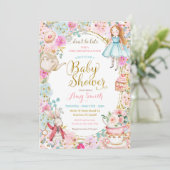 Alice Tea Party Baby shower Uitnodiging (Staand voorkant)