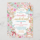 Alice Tea Party eerste verjaardag grillige uitnodi Kaart (Voorkant / Achterkant)