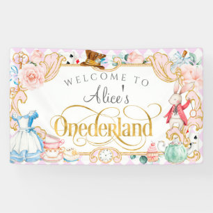 Alice tea party Onederland, Girl eerste verjaardag Spandoek