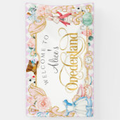 Alice tea party Onederland, Girl eerste verjaardag Spandoek (Verticaal)