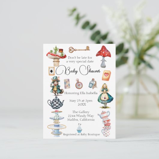 Alice Tea Party thema Briefkaart (Staand voorkant)