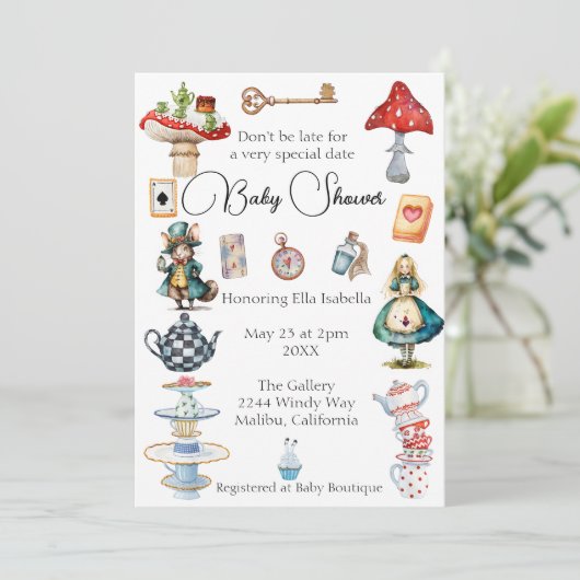 Alice Tea Party thema Kaart (Staand voorkant)