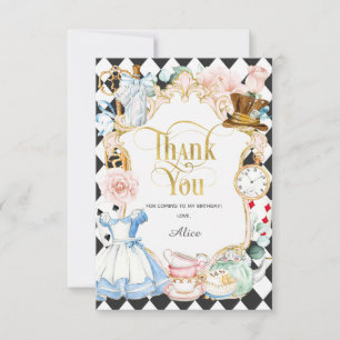 Alice tea party wonderland, verjaardag bedankkaart