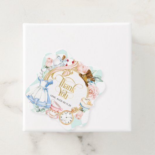 Alice tea party wonderland, verjaardag dank je vad bedankjes labels (In situ)