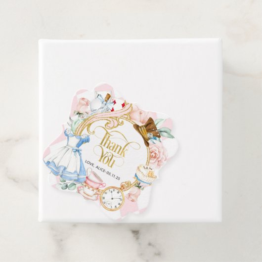 Alice tea party wonderland, verjaardag dank je vad bedankjes labels (In situ)