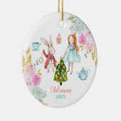 Alice Tea Pink Floral Wreath Alice sierent Keramisch Ornament (Rechts)