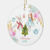 Alice Tea Pink Floral Wreath Alice sierent Keramisch Ornament (Links)