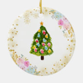 Alice Tea Pink Floral Wreath Alice sierent Keramisch Ornament (Achterkant)