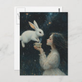 Alice Tea With the Rabbit Fantasy Briefkaart (Voorkant / Achterkant)