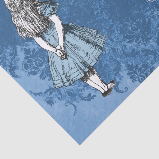 Alice Teapot Blue  Damask-weefselpapier Tissuepapier (Detail)