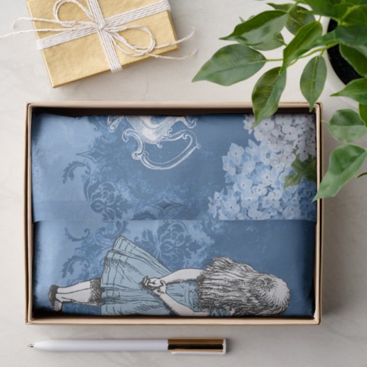 Alice Teapot Blue Damask-weefselpapier Tissuepapier (Geschenk)
