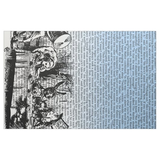 Alice tekst en rand blauw Stof (Fat Quarter)