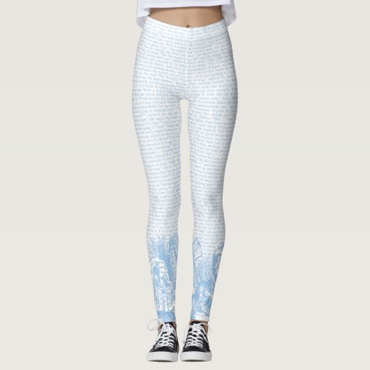 Alice tekst en randlicht blauw Leggings (Voorkant)