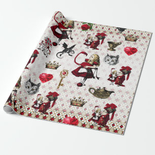 Alice, tenniel, zwarte en rode koningin van de har cadeaupapier