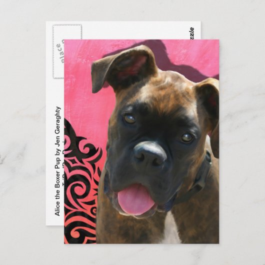 Alice the Boxer Pup van Jen Geraghty Briefkaart (Voorkant / Achterkant)
