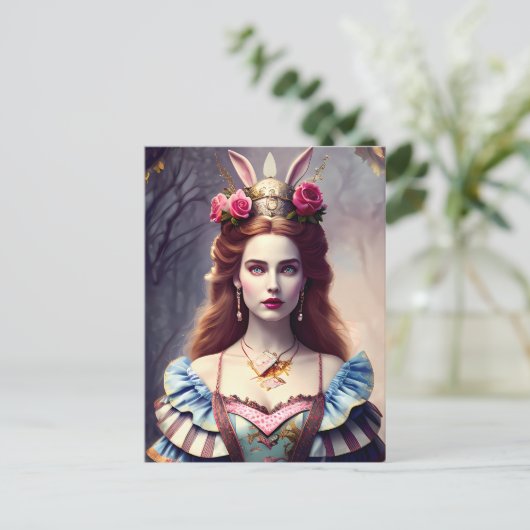Alice the Rabbit Queen Briefkaart (Staand voorkant)