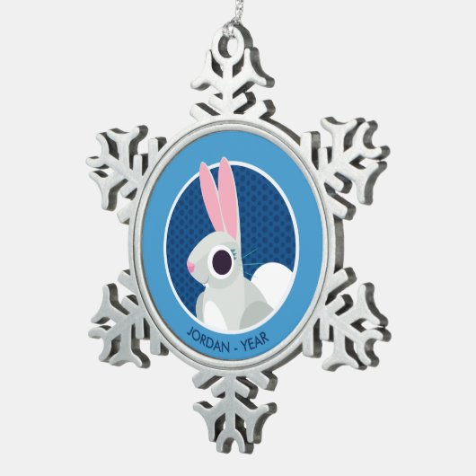 Alice the Rabbit Tin Sneeuwvlok Ornament (Rechts)