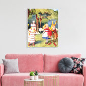 Alice the White King & the Rabbit als Court Jester Canvas Afdruk (Insitu (Woonkamer))