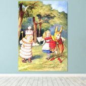 Alice the White King & the Rabbit als Court Jester Canvas Afdruk (Insitu (Houten vloer))