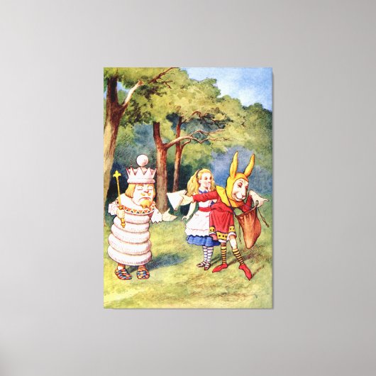 Alice the White King & the Rabbit als Court Jester Canvas Afdruk (Voorkant)