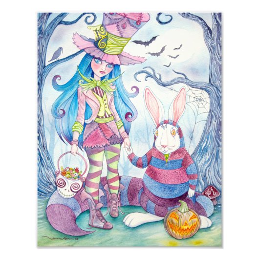 "Alice & the White Rabbit Halloween" Foto afdrukke Afdruk (Voorkant)