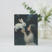 Alice Thee Met de Konijn Fantasy Briefkaart (Staand voorkant)