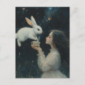 Alice Thee Met de Konijn Fantasy Briefkaart (Voorkant)