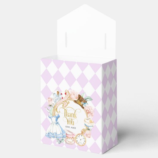 Alice theefeestje wonderland verjaardag paars bedankdoosjes (Geopend)