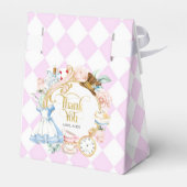 Alice theefeestje wonderland verjaardag paars bedankdoosjes (Achterkant)