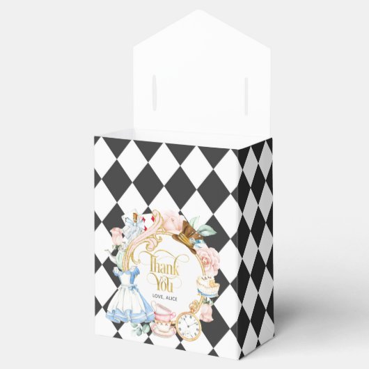 Alice theefeestje wonderland verjaardag paarse gun bedankdoosjes (Geopend)