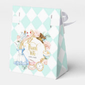 Alice theefeestje wonderland verjaardag paarse gun bedankdoosjes (Achterkant)