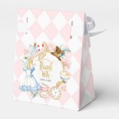 Alice theefeestje wonderland verjaardag paarse gun bedankdoosjes (Achterkant)