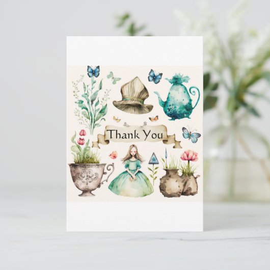 Alice-thema Bedankkaart (Staand voorkant)