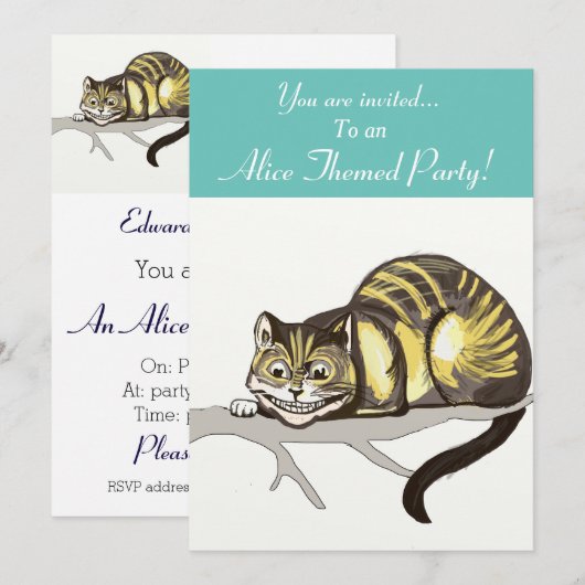 Alice Thgerespecte Party nodigt uit Kaart (Voorkant / Achterkant)