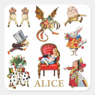 Alice Through the look Glass and Friends Vierkante Sticker