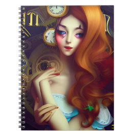 Alice Time houdt Bewegend AI Generated Art Notitie Notitieboek