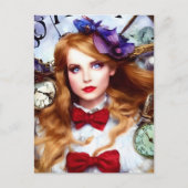 Alice Time houdt Bewegende AI Generated Art Briefkaart (Voorkant)