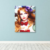 Alice Time houdt Bewegende AI Generated Art Canvas Afdruk (Insitu (Houten vloer))