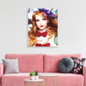 Alice Time houdt Bewegende AI Generated Art Canvas Afdruk (Insitu (Woonkamer))
