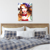 Alice Time houdt Bewegende AI Generated Art Canvas Afdruk (Insitu (Slaapkamer))
