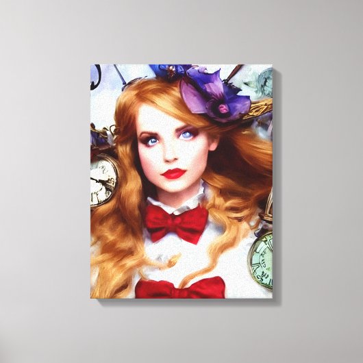 Alice Time houdt Bewegende AI Generated Art Canvas Afdruk (Voorkant)