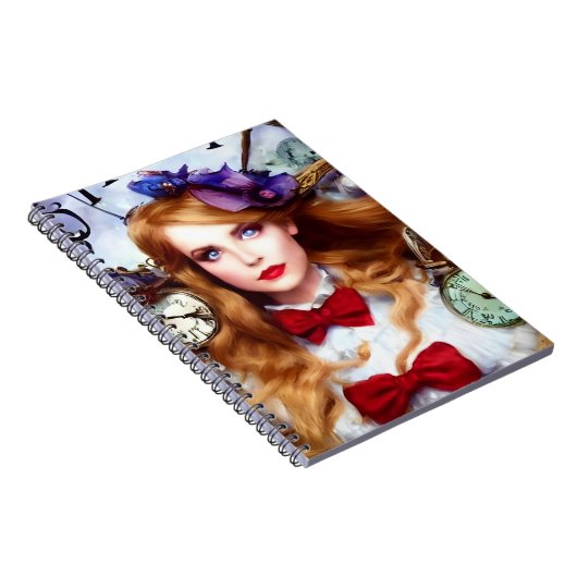 Alice Time houdt Bewegende AI Generated Art Notitieboek (Rechterzijde)