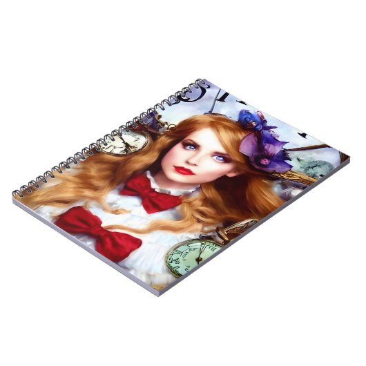 Alice Time houdt Bewegende AI Generated Art Notitieboek (Linkerzijde)